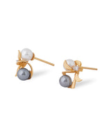 Gold Ribbon Pearl Studs