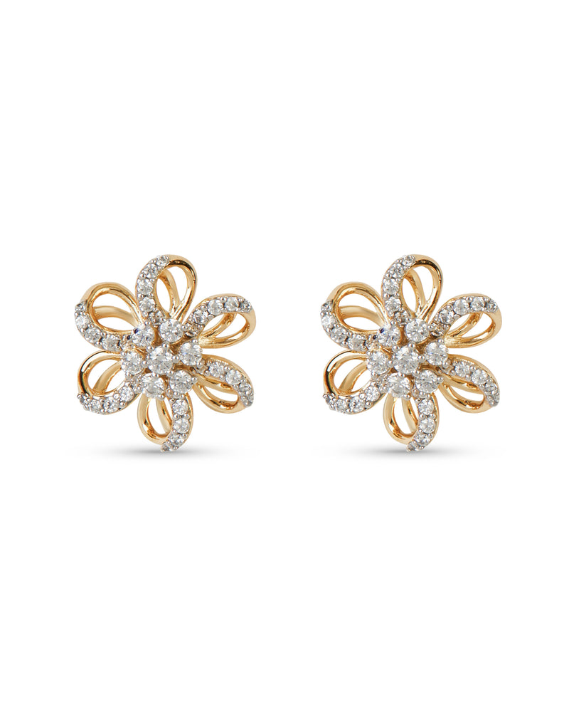 Floret Diamond and Gold Earrings