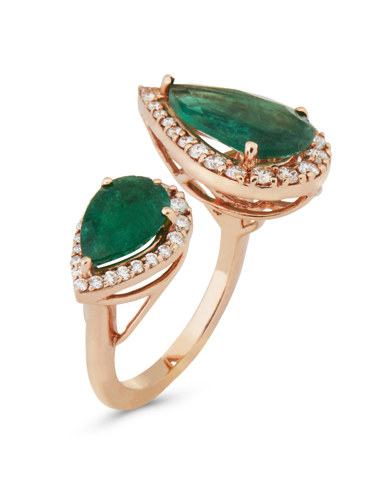 Emerald Drop Cocktail Ring