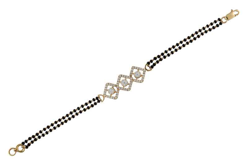 CZ Strand Mangalsutra Bracelet With Gold Chain and Black Beads, Indian  Bridal Bracelet Nazaria Bracelet Diamond Mangalsutra - Etsy
